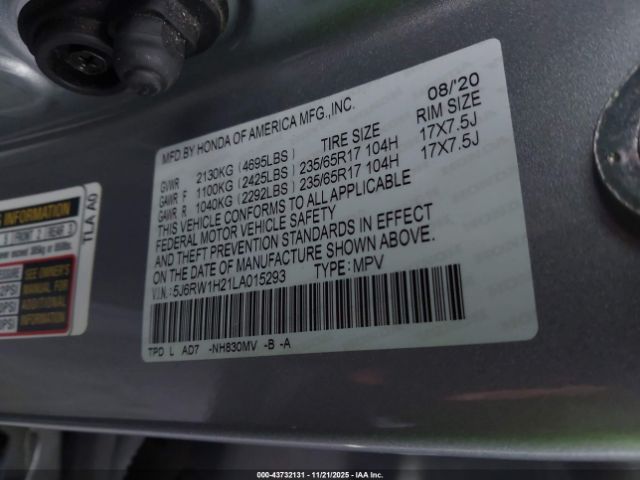 2020 HONDA CR-V 5J6RW1H21LA015293 Photo 8