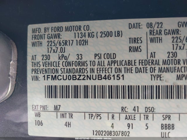 Ford Escape Se Hybrid 2022 1FMCU0BZ2NUB46151 Image 9