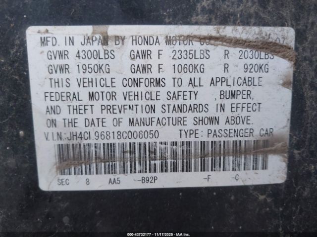 2008 ACURA TSX JH4CL96818C006050 Photo 8