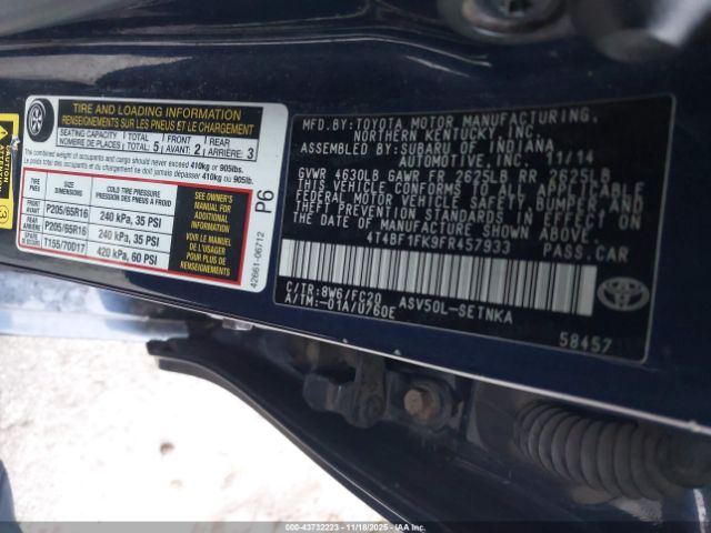 2015 TOYOTA CAMRY 4T4BF1FK9FR457933 Photo 8