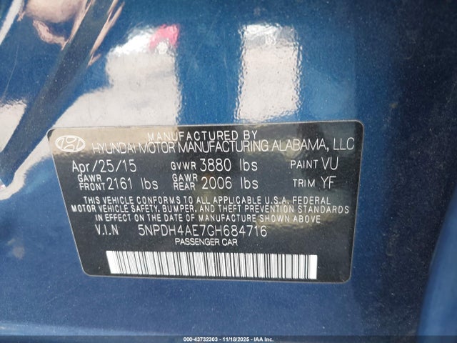 2016 HYUNDAI ELANTRA 5NPDH4AE7GH684716 Photo 8