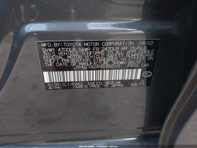 2022 LEXUS IS 350 JTHGZ1B2XN5055010 Photo 8