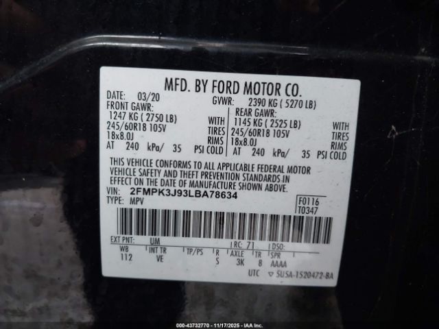 2020 FORD EDGE 2FMPK3J93LBA78634 Photo 8