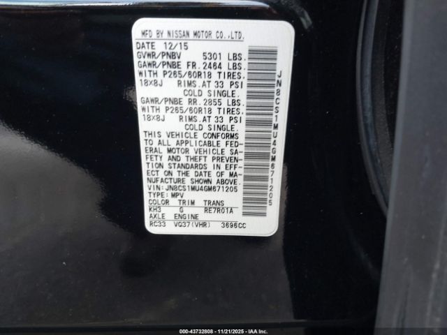 2016 INFINITI QX70 JN8CS1MU4GM671205 Photo 8