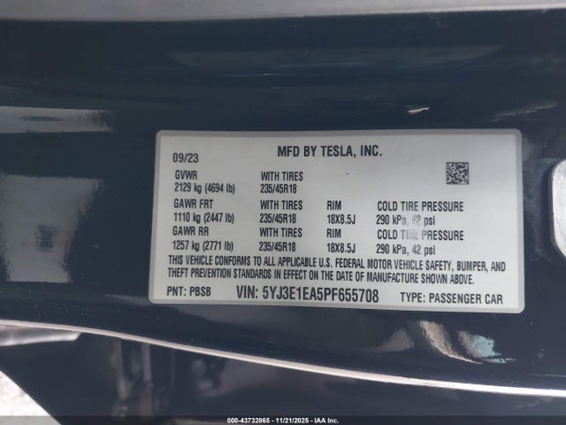 2023 TESLA MODEL 3 5YJ3E1EA5PF655708 Photo 8