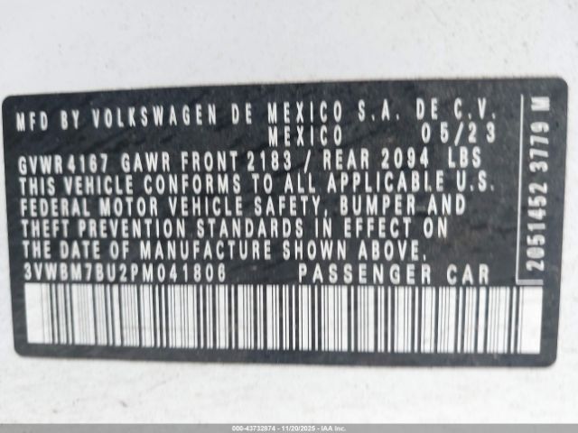 2023 VOLKSWAGEN JETTA 3VWBM7BU2PM041806 Photo 8