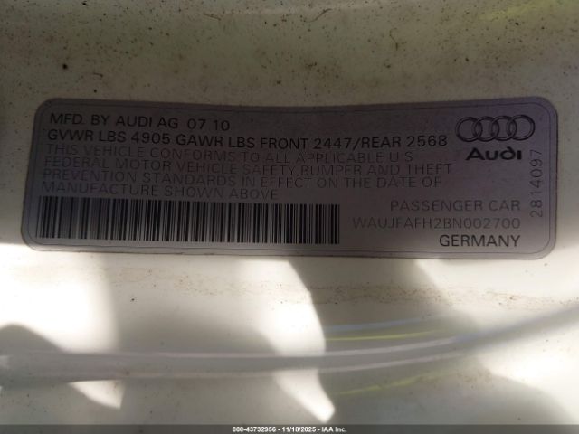 2011 AUDI A5 WAUJFAFH2BN002700 Photo 8