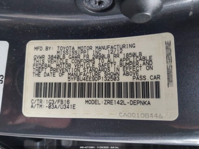 2013 TOYOTA COROLLA 5YFBU4EE9DP132503 Photo 8