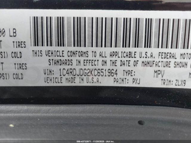 2019 DODGE DURANGO 1C4RDJDG2KC651964 Photo 8