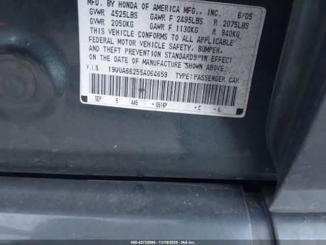 2005 ACURA TL 19UUA66255A064659 Photo 8