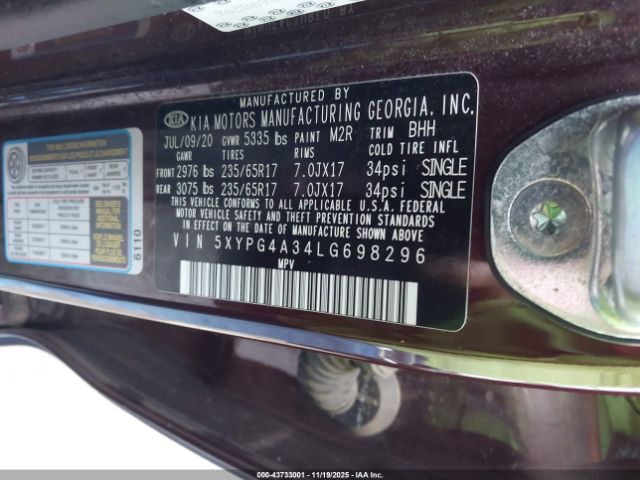 2020 KIA SORENTO 5XYPG4A34LG698296 Photo 8
