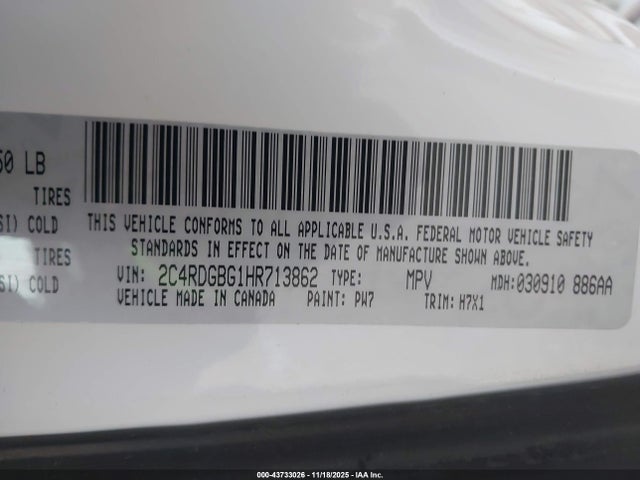 2017 DODGE GRAND CARAVAN 2C4RDGBG1HR713862 Photo 8
