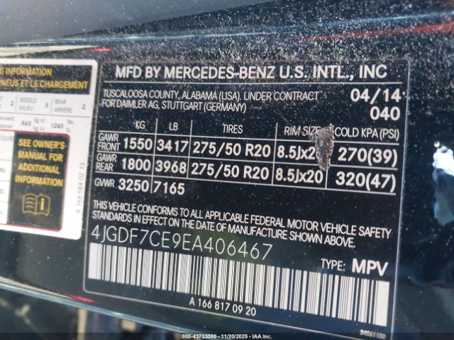 2014 MERCEDES-BENZ GL 450 4JGDF7CE9EA406467 Photo 8