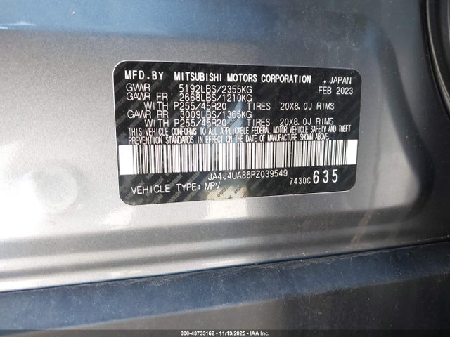 2023 MITSUBISHI OUTLANDER JA4J4UA86PZ039549 Photo 8