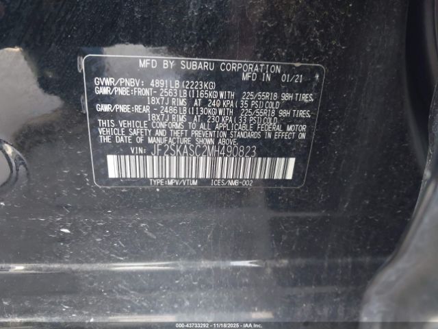 2021 SUBARU FORESTER JF2SKASC2MH490823 Photo 8