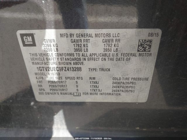 2015 GMC SIERRA 1500 1GTV2UEC9FZ413288 Photo 8