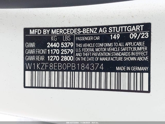 2023 Mercedes-benz E 350 4matic მანქანა იყიდება აუქციონზე, vin: W1KZF8EB0PB184374, აუქციონის ნომერი: 43733384
