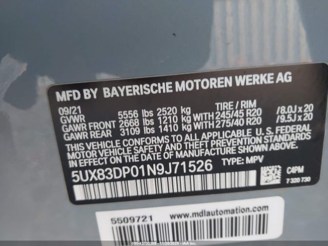 2022 BMW X3 5UX83DP01N9J71526 Photo 8