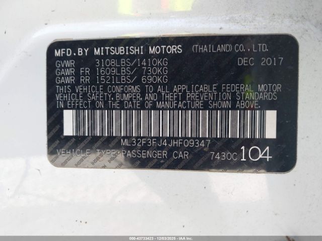 2018 MITSUBISHI MIRAGE G4 ML32F3FJ4JHF09347 Photo 8