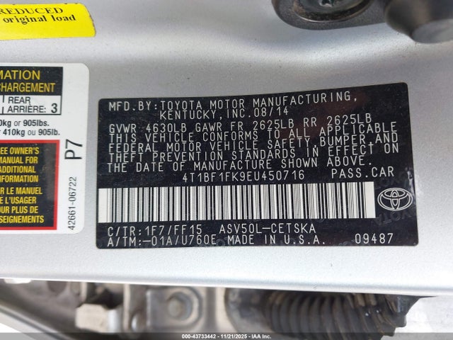Aukcja sprzedaży 2014 Toyota Camry Se, vin: 4T1BF1FK9EU450716, numer aukcji: 43733442