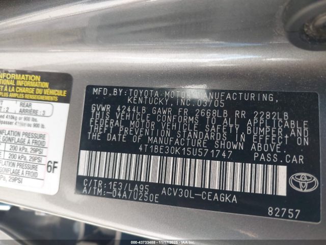 2005 TOYOTA CAMRY 4T1BE30K15U571747 Photo 8