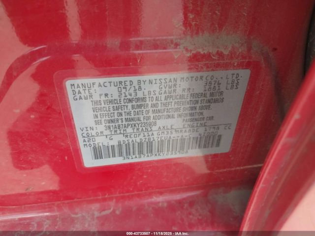 2019 NISSAN SENTRA 3N1AB7APXKY235908 Photo 8