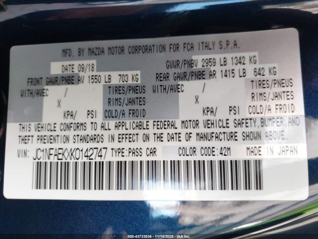 2019 FIAT 124 SPIDER JC1NFAEKXK0142747 Photo 8