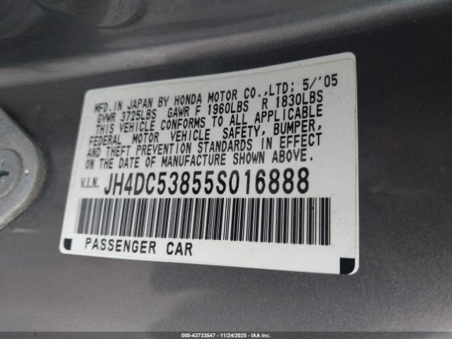 2005 ACURA RSX JH4DC53855S016888 Photo 8