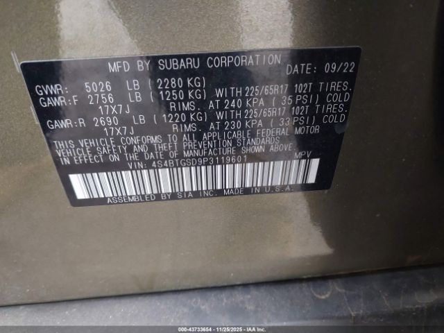 2023 SUBARU OUTBACK 4S4BTGSD9P3119601 Photo 8