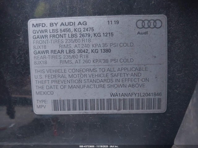2020 AUDI Q5 WA1ANAFY1L2041846 Photo 8