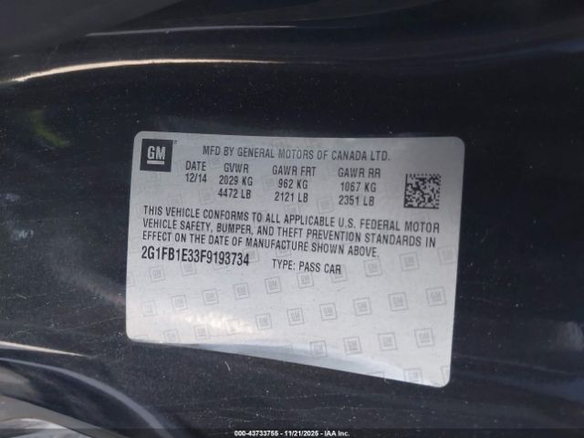 2015 CHEVROLET CAMARO 2G1FB1E33F9193734 Photo 8