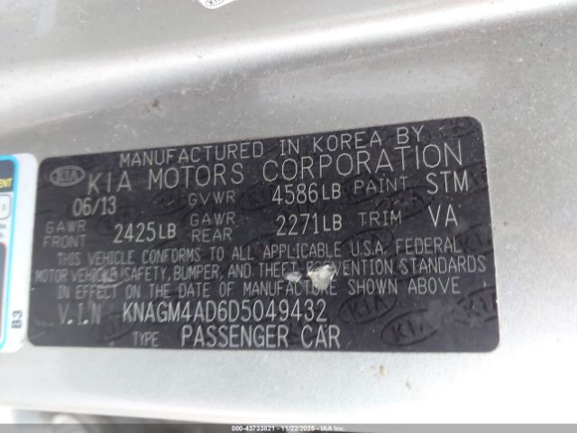 2013 KIA OPTIMA HYBRID KNAGM4AD6D5049432 Photo 8