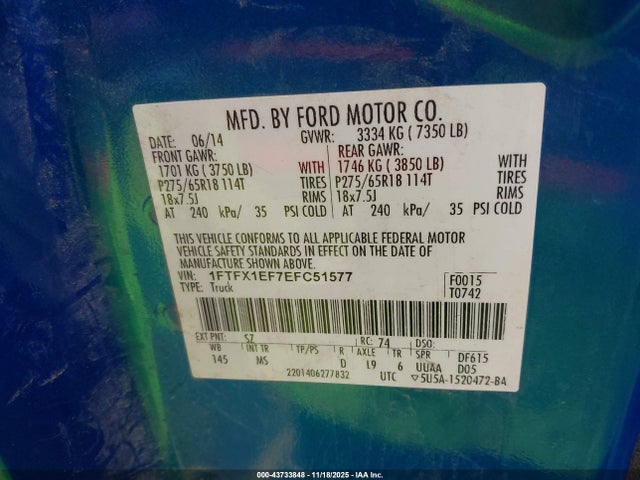 Ford F-150 Xlt 2014 1FTFX1EF7EFC51577 Image 9