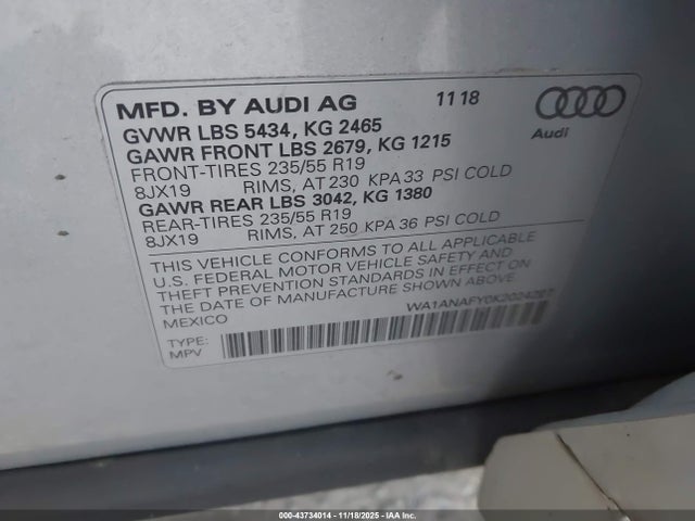 2019 AUDI Q5 WA1ANAFY0K2024227 Photo 8