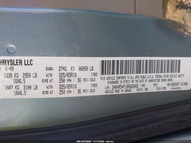 2008 CHRYSLER TOWN & COUNTRY 2A8HR54P18R828002 Photo 8