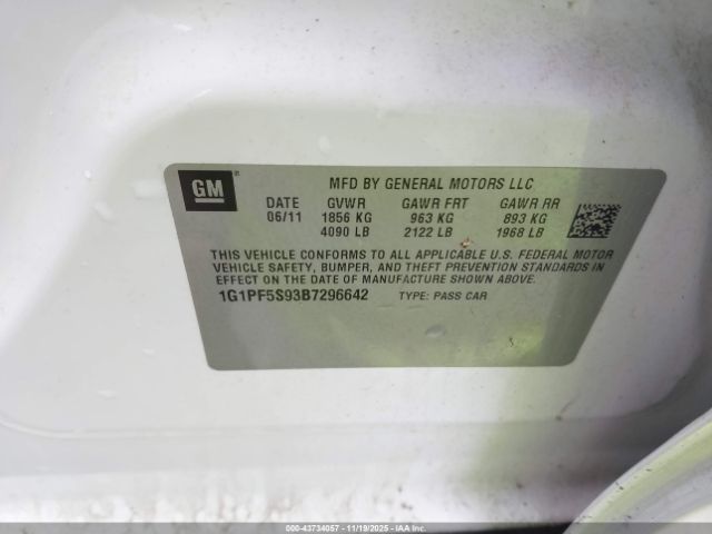 2011 CHEVROLET CRUZE 1G1PF5S93B7296642 Photo 8