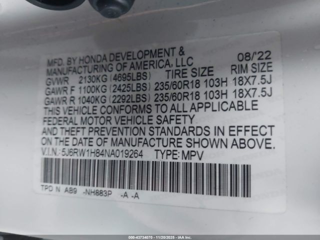 2022 HONDA CR-V 5J6RW1H84NA019264 Photo 8