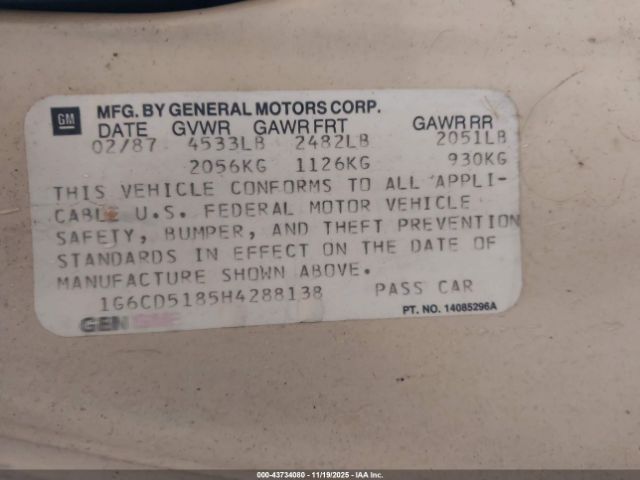 1987 CADILLAC DEVILLE 1G6CD5185H4288138 Photo 8