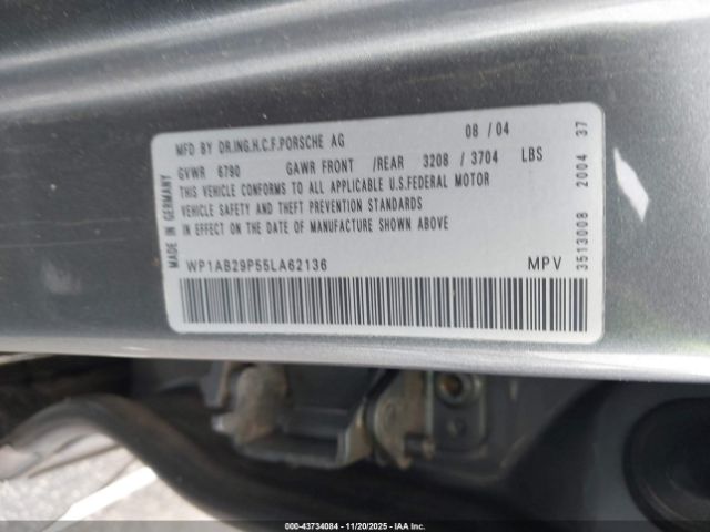 2005 PORSCHE CAYENNE WP1AB29P55LA62136 Photo 8