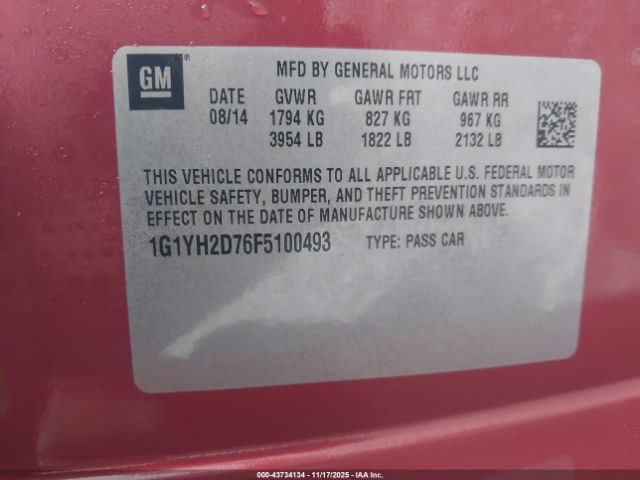 2015 CHEVROLET CORVETTE 1G1YH2D76F5100493 Photo 8