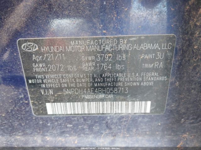 2011 HYUNDAI ELANTRA 5NPDH4AE4BH058713 Photo 8
