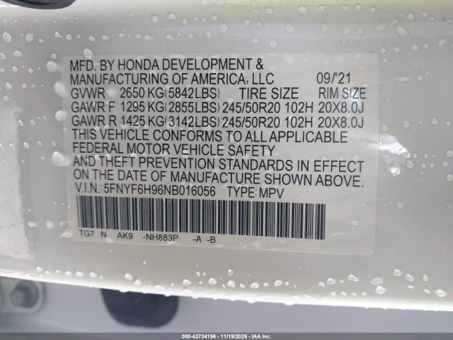 2022 HONDA PILOT 5FNYF6H96NB016056 Photo 8