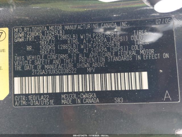 2005 LEXUS RX 330 2T2GA31UX5C038522 Photo 8