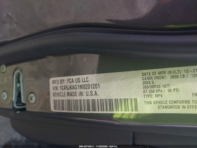 2021 JEEP GRAND CHEROKEE L 1C4RJKAG1M8201201 Photo 8