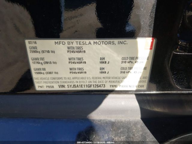 2016 TESLA MODEL S 5YJSA1E11GF126473 Photo 8