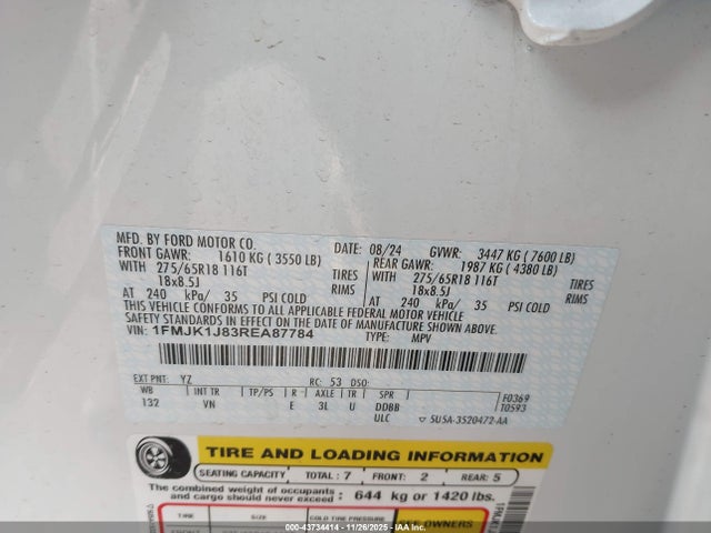 1FMJK1J83REA87784 Ford Expedition Xlt Max