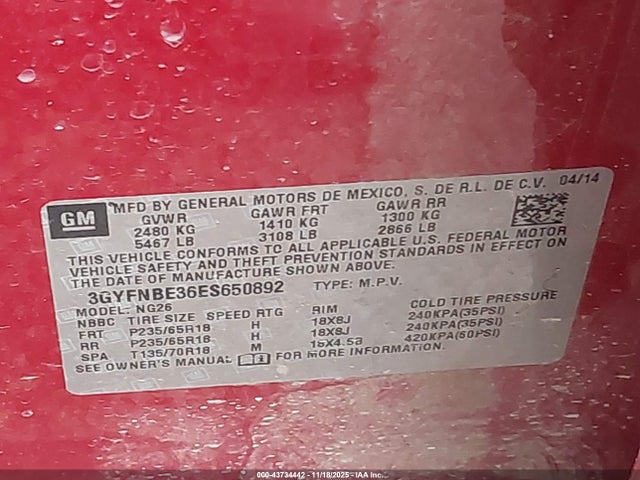 2014 CADILLAC SRX 3GYFNBE36ES650892 Photo 8