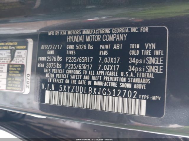 2018 HYUNDAI SANTA FE SPORT 5XYZUDLBXJG512702 Photo 8