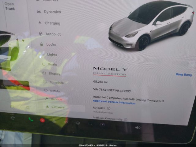 2022 TESLA MODEL Y 7SAYGDEF1NF337257 Photo 6