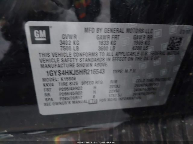 2017 CADILLAC ESCALADE ESV 1GYS4HKJ5HR216543 Photo 8